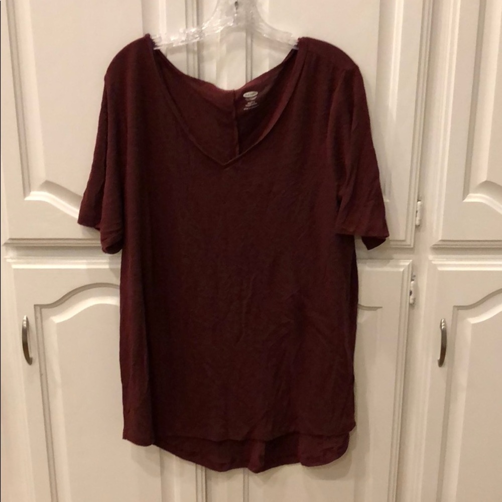Old Navy Maroon V-Neck Shirt